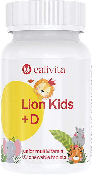 Lion Kids +D Naravni multivitamini z dodanim vitaminom D za otroke od 3. leta starosti in šolarje