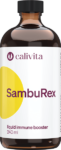 Samburex sirup, tekoča formula, vsebuje izvlečke bezga, dveh vrst ehinaceje, kozjega pegastega badlja in vitamin C proti prehladu.